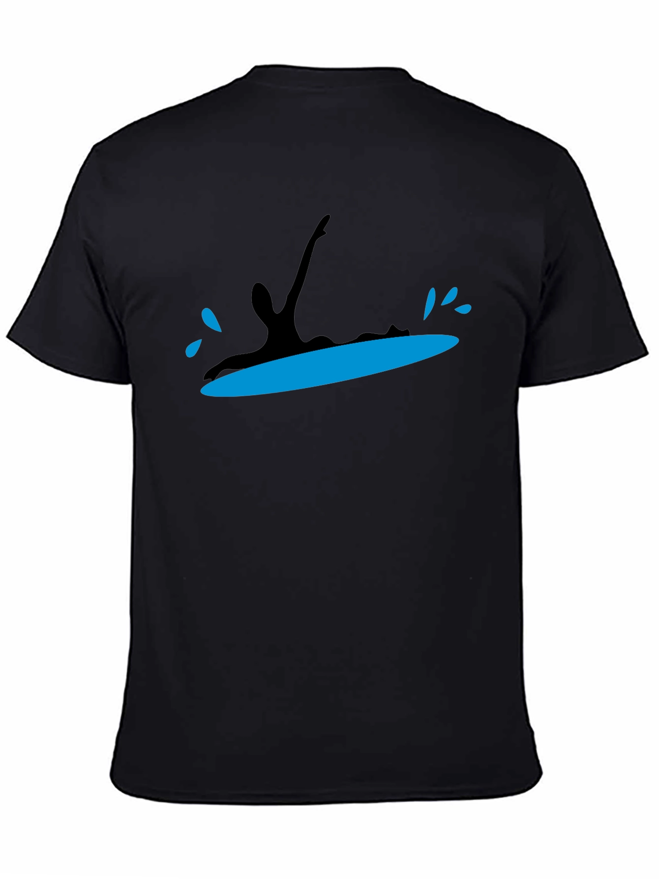 Black Surfing Silhouette Black T-Shirt view 4
