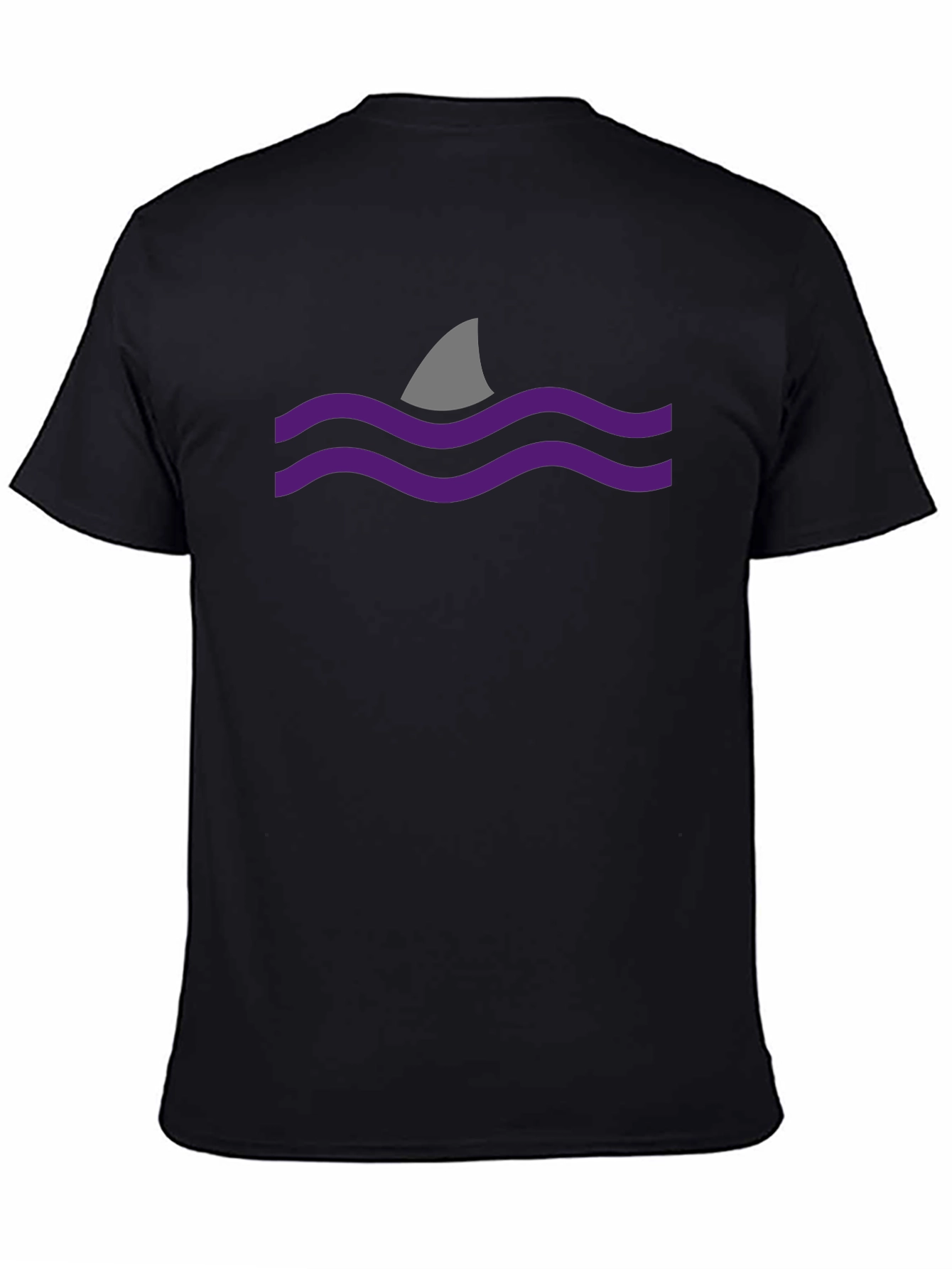 Black Shark Fin Waves Graphic Black T-Shirt view 4
