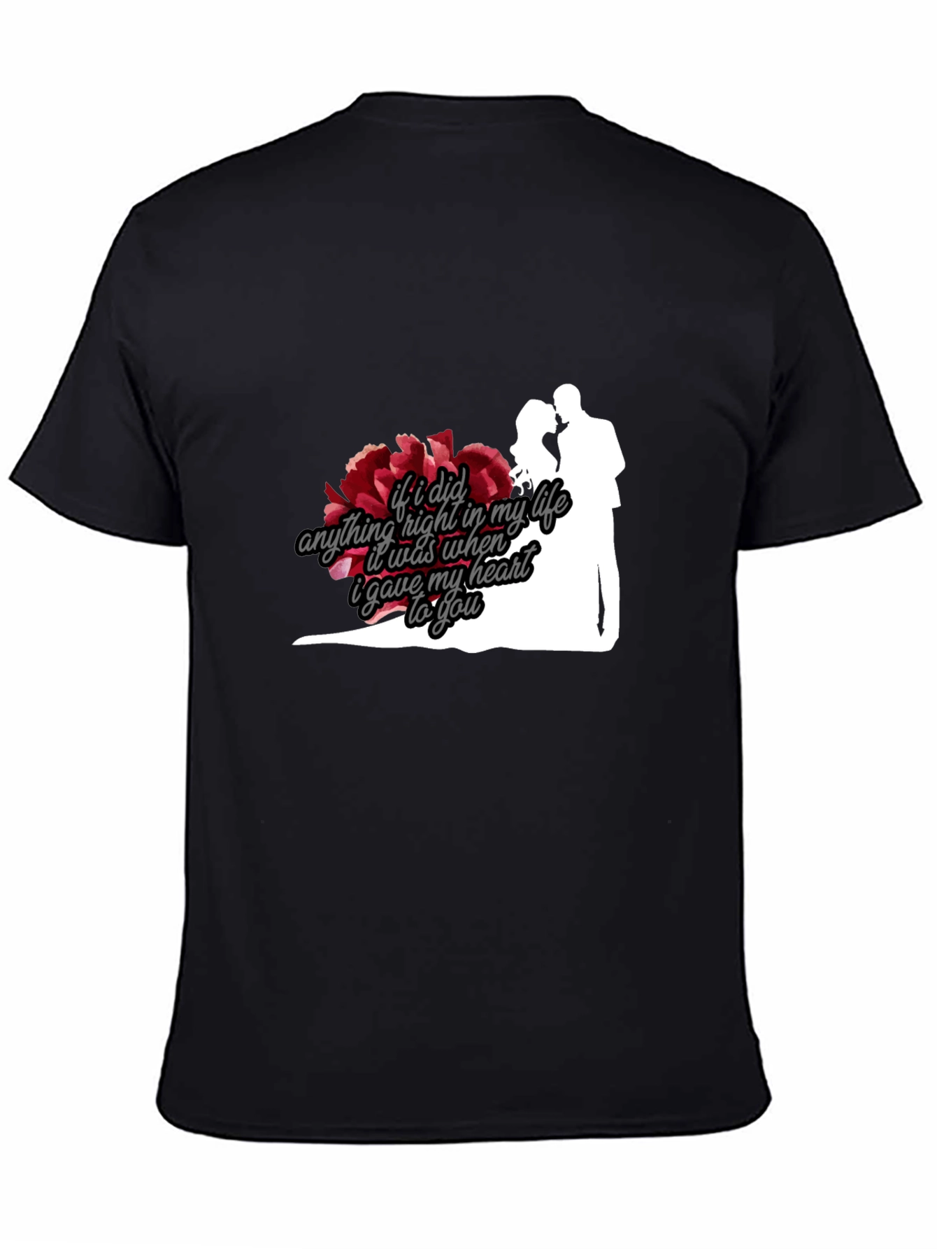 Black Romantic Couple Silhouette T-Shirt view 4