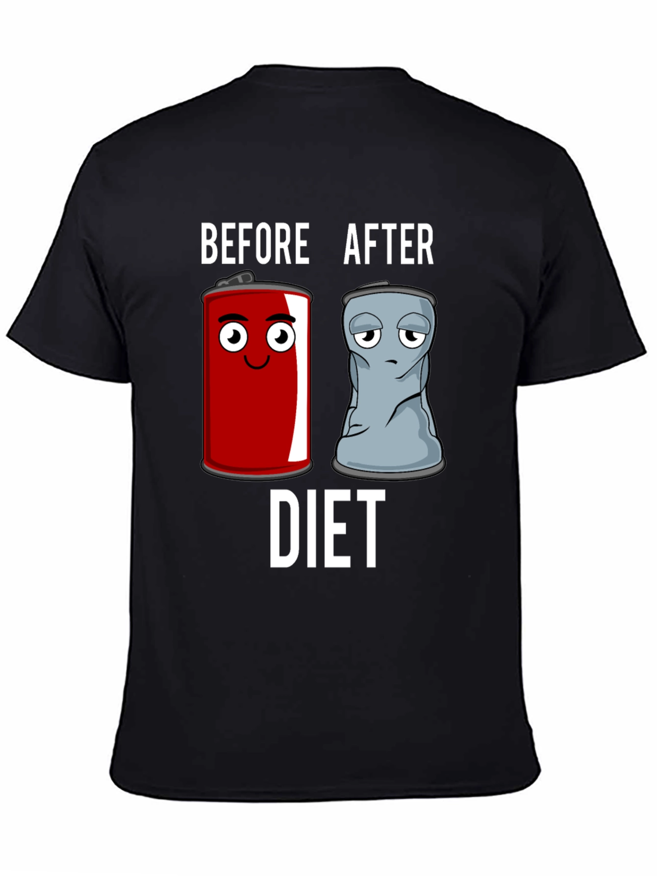 Black Before & After Diet T-Shirt - Humorous Graphic Tee view 4