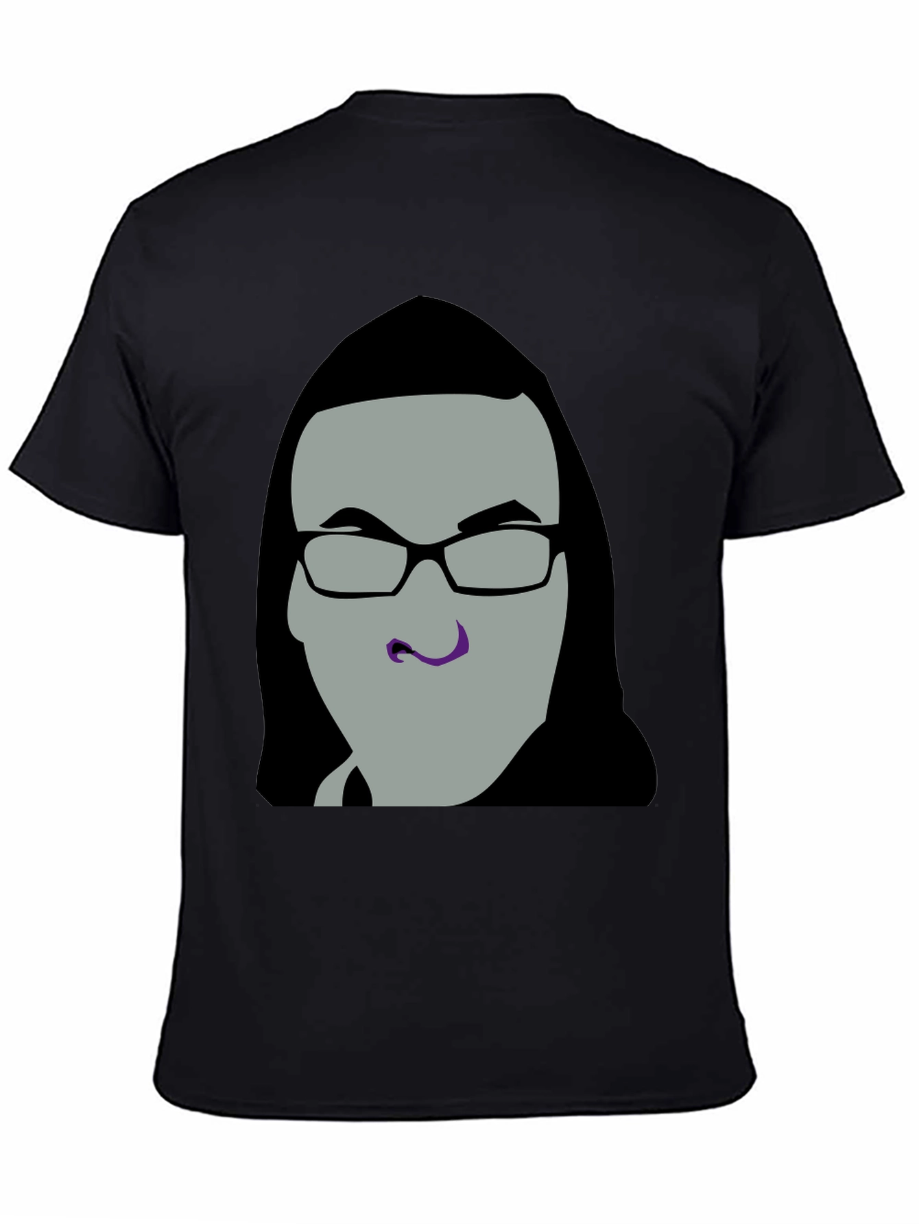 Black Graphic Tee - Man with Glasses view 4