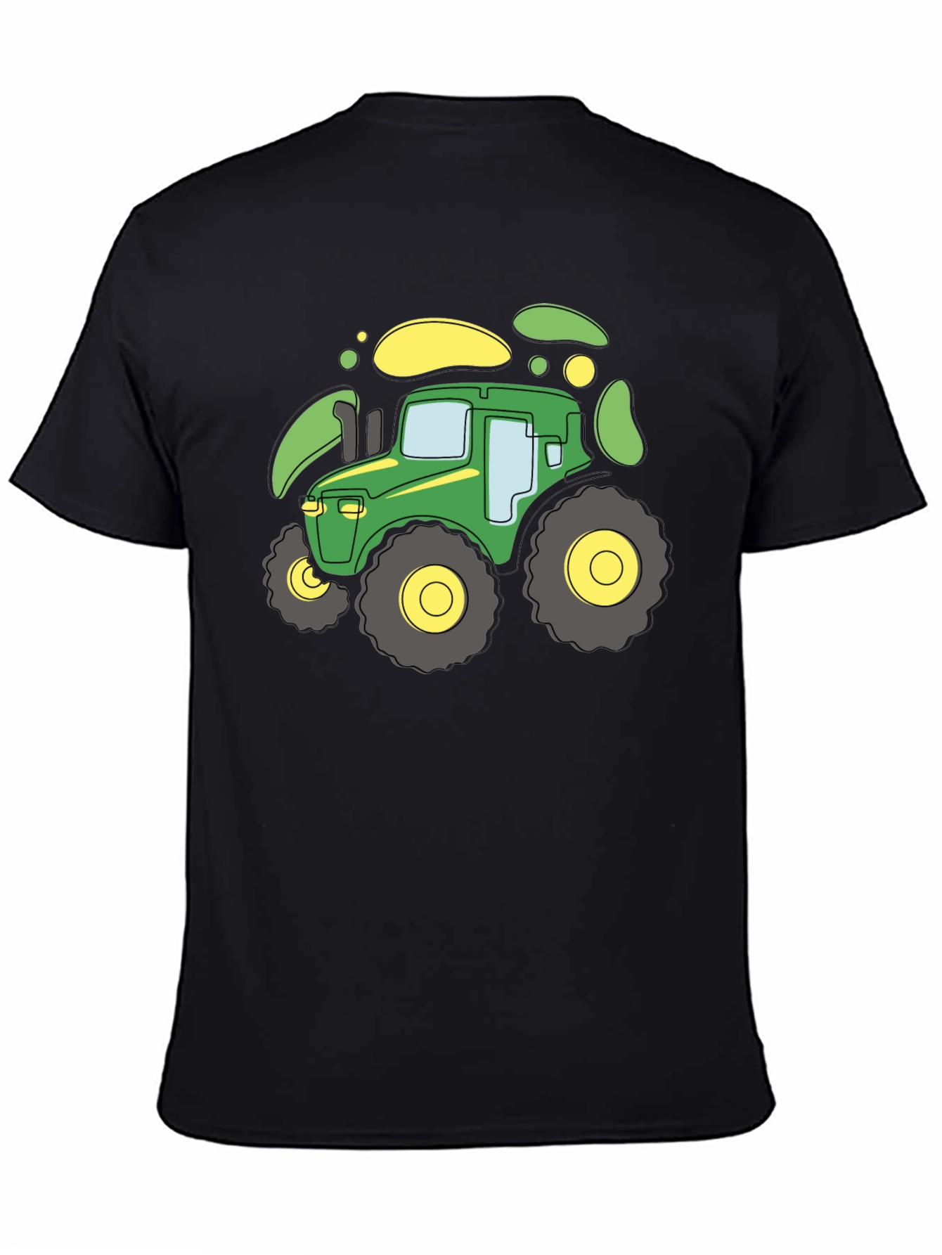 Black Cartoon Tractor Graphic T-Shirt - Black view 4