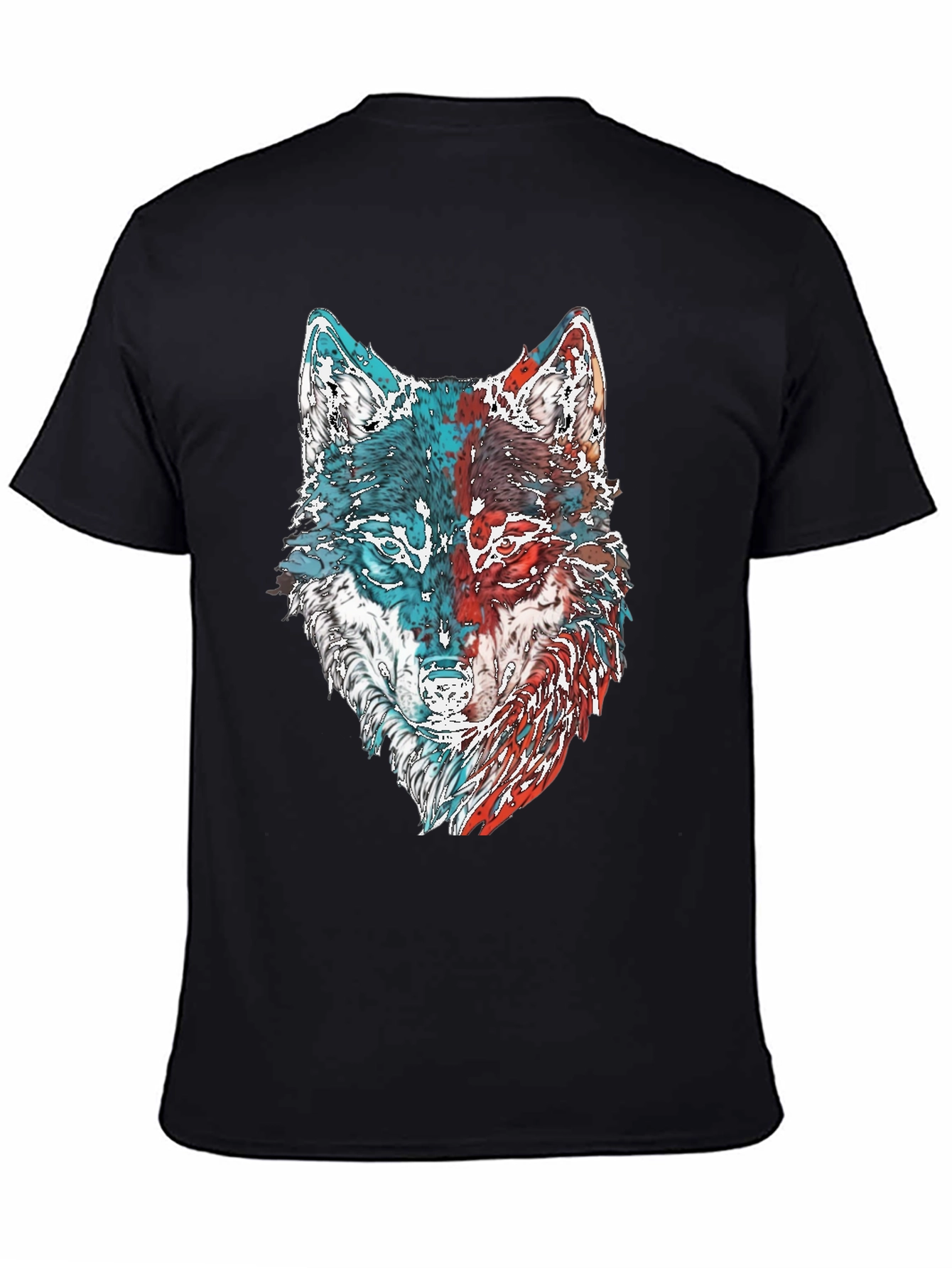 Black Wolf Graphic Print Men's T-Shirt view 4
