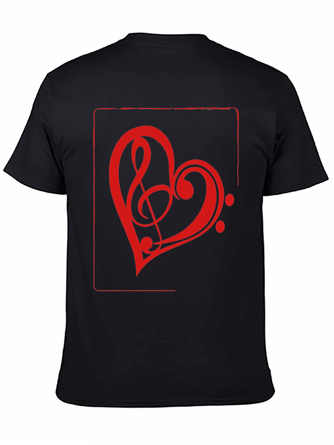Black Music Heart Graphic Tee - Black view 4