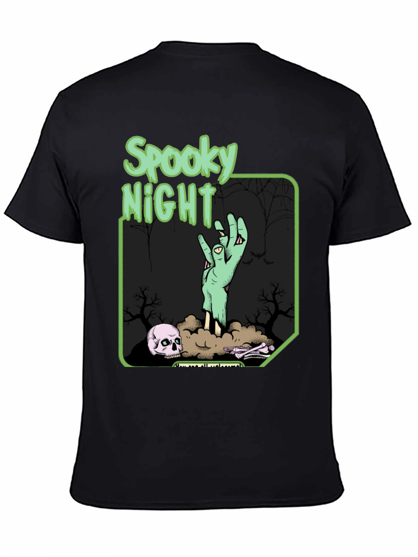 Black Spooky Night Graphic T-Shirt view 4
