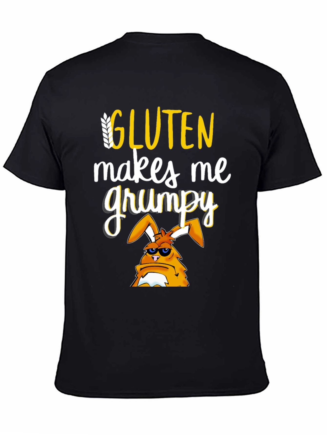 Black Gluten Makes Me Grumpy T-Shirt view 4