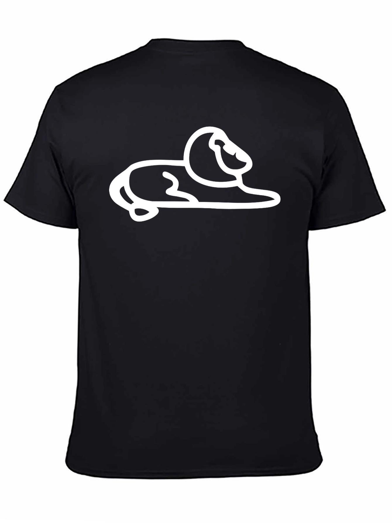 Black Lion Outline Black Tee - Cool Graphic T-Shirt view 4