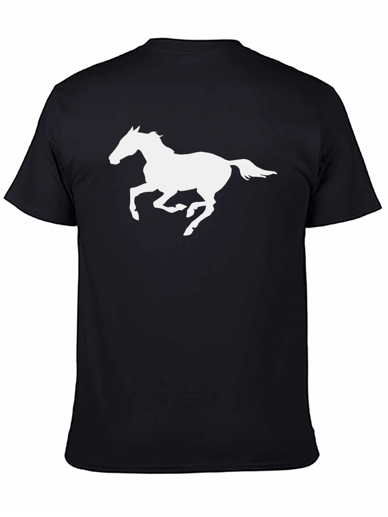 Black Black T-Shirt with White Horse Graphic view 4