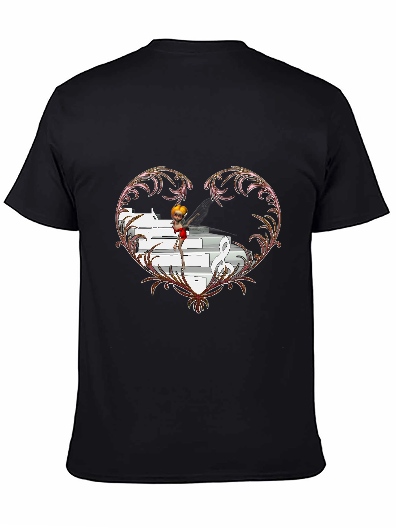 Black Musical Heart Graphic Tee - Unique Design view 4
