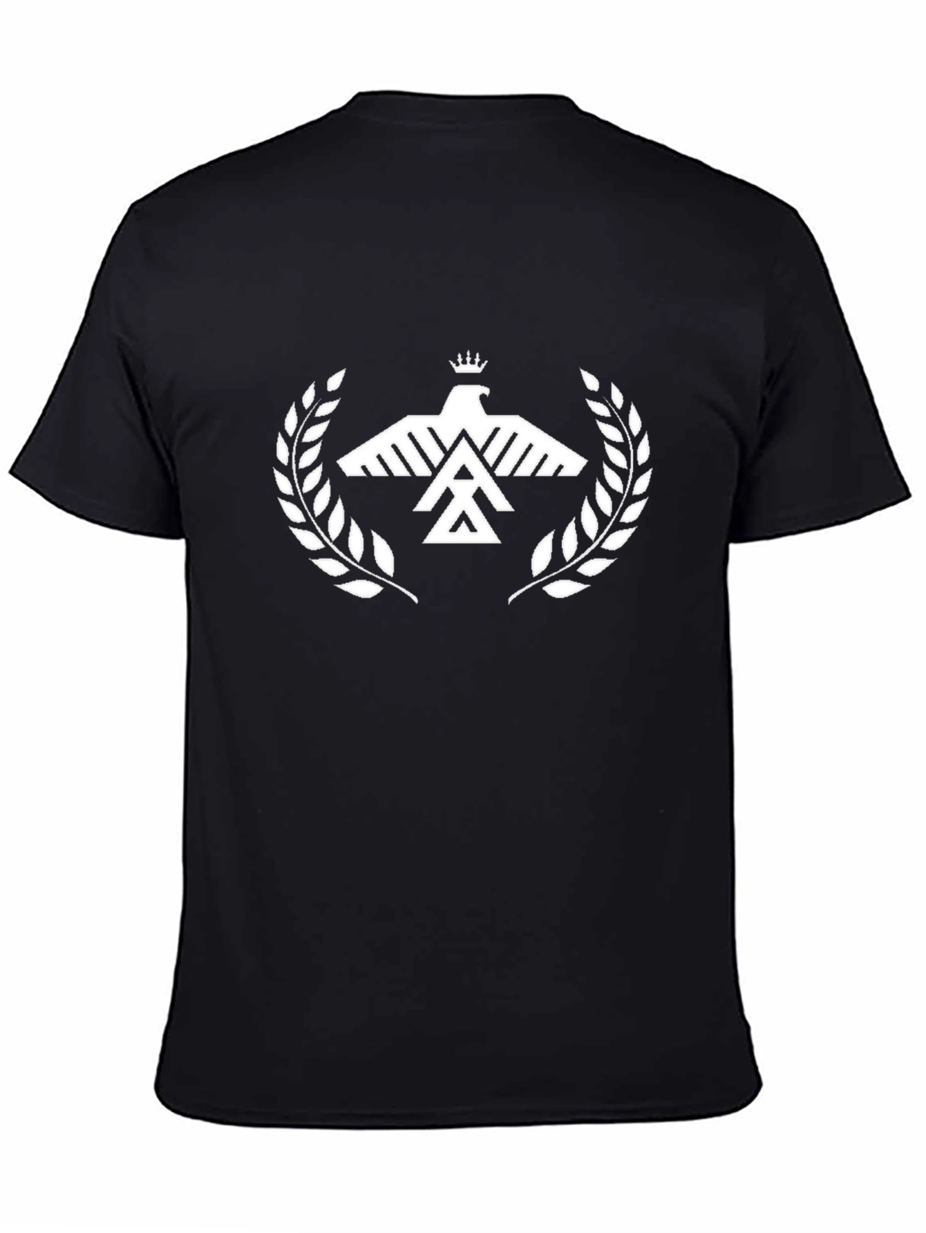 Black Black T-Shirt with White Eagle Crown Design view 4