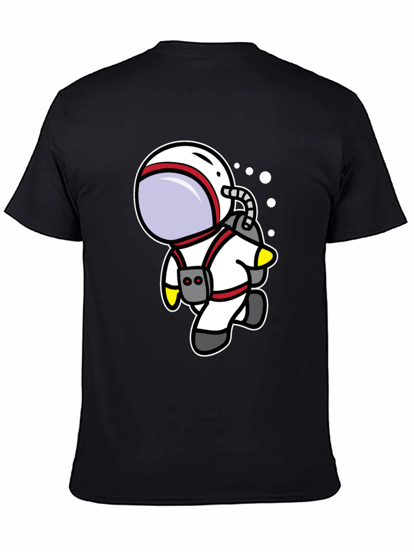 Black Cartoon Astronaut Black T-Shirt view 4