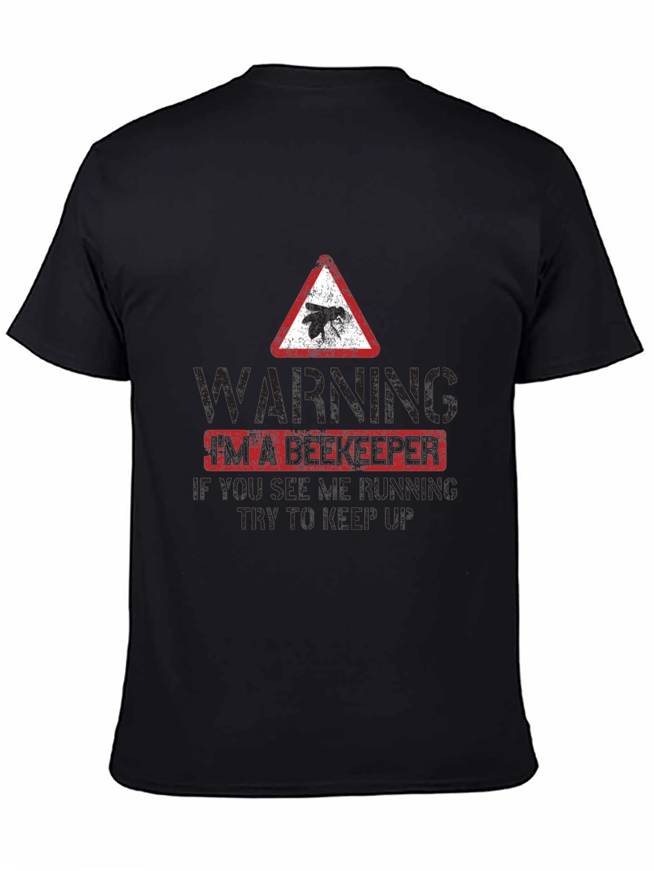 Black Funny Beekeeper Warning T-Shirt - Keep Up! view 4