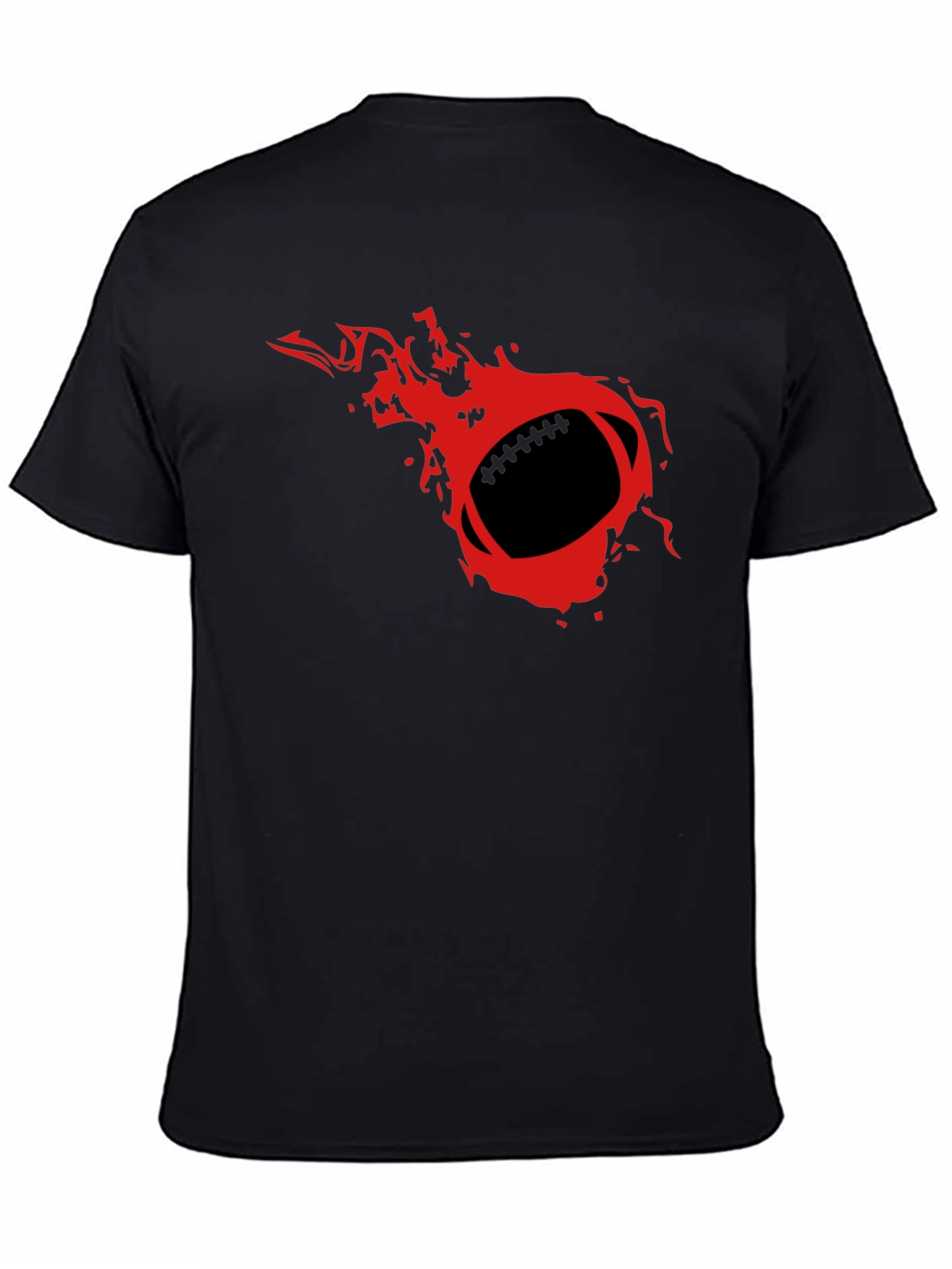 Black Flaming Football Graphic Tee - Black T-Shirt view 4