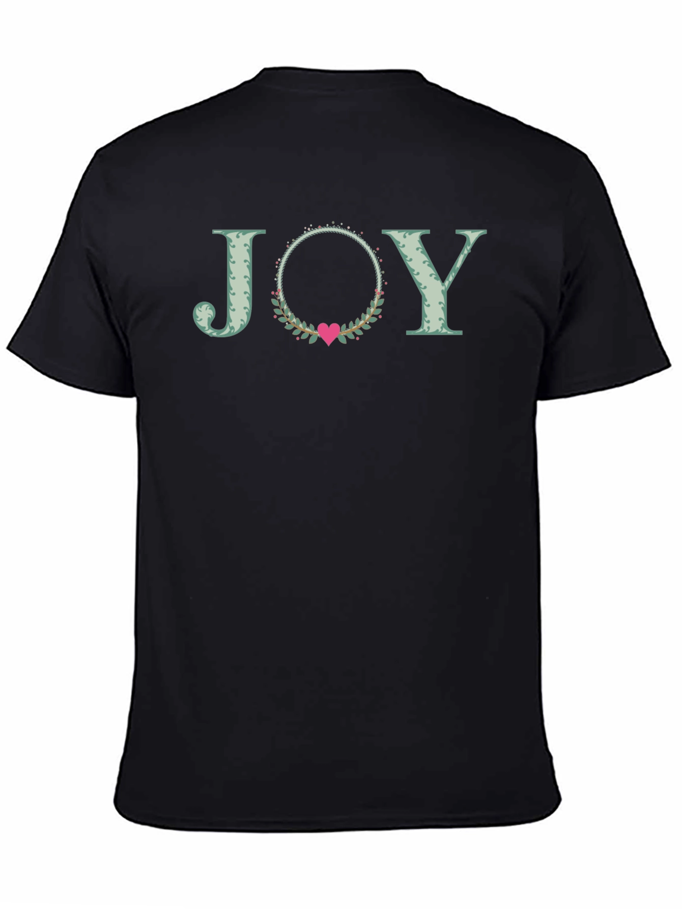 Black Joy Heart Wreath Graphic Tee - Black view 4