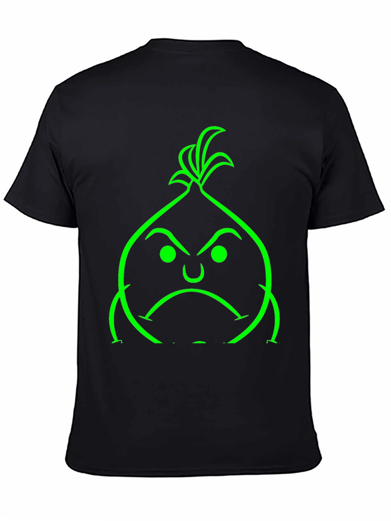 Black Grumpy Green Onion Graphic Tee - Black Cotton Blend view 4