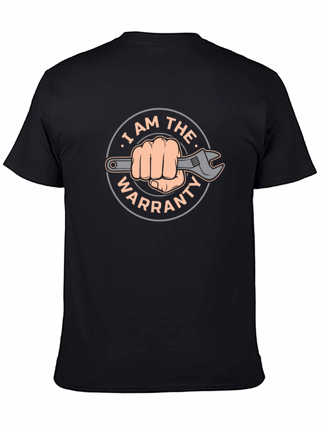 Black I Am The Warranty Funny Wrench Graphic T-Shirt view 4