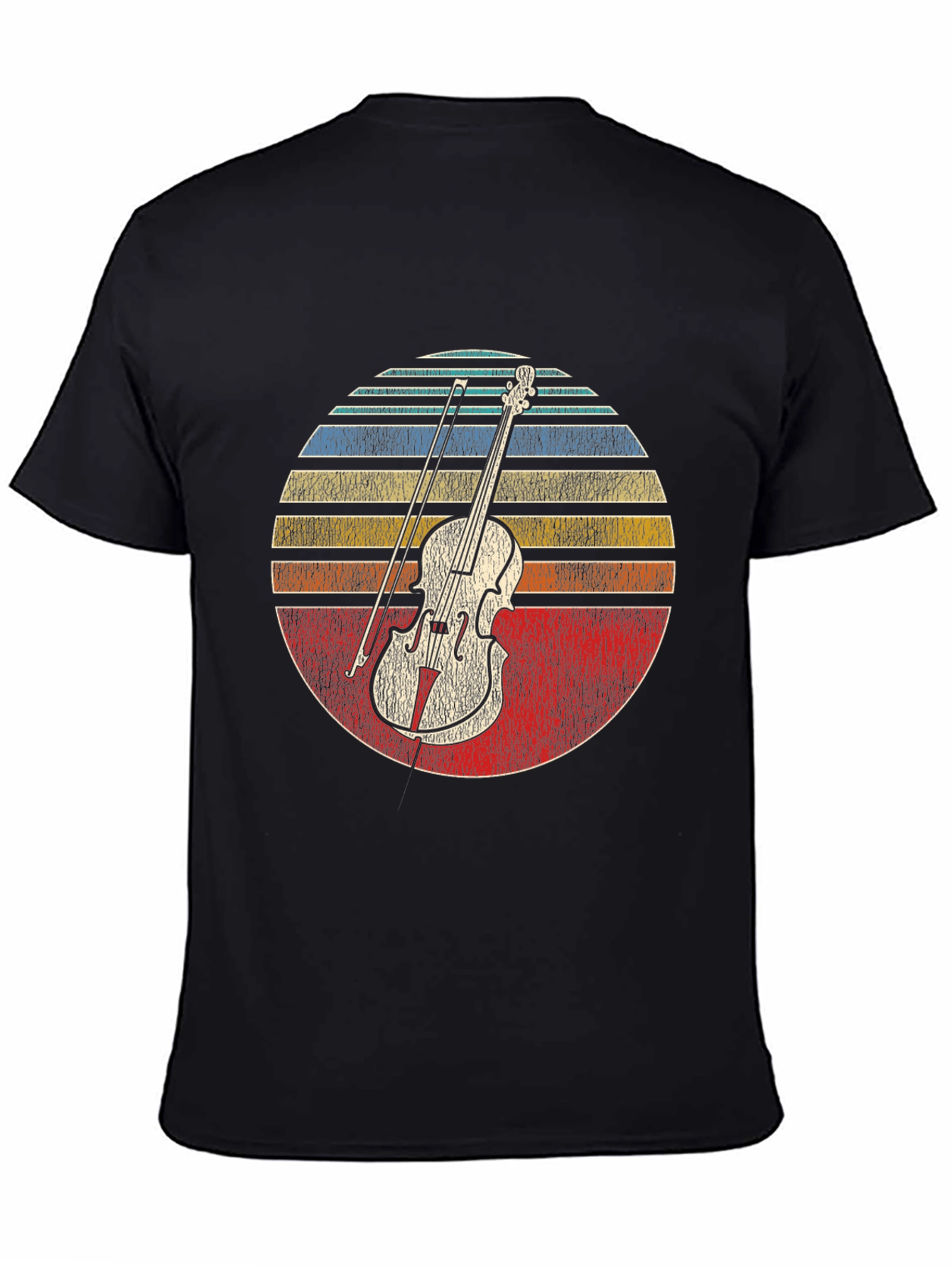 Black Vintage Violin Sunset Graphic Tee view 4