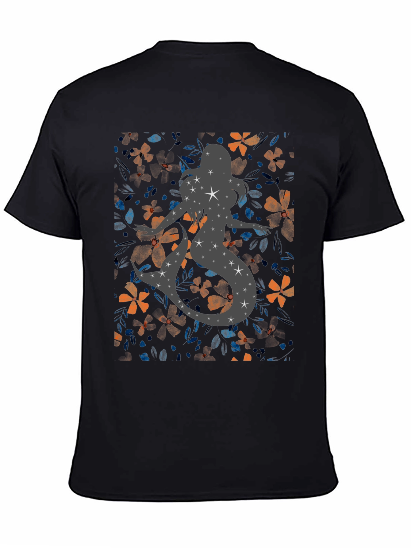 Floral Mermaid Starry Silhouette T-Shirt - 4