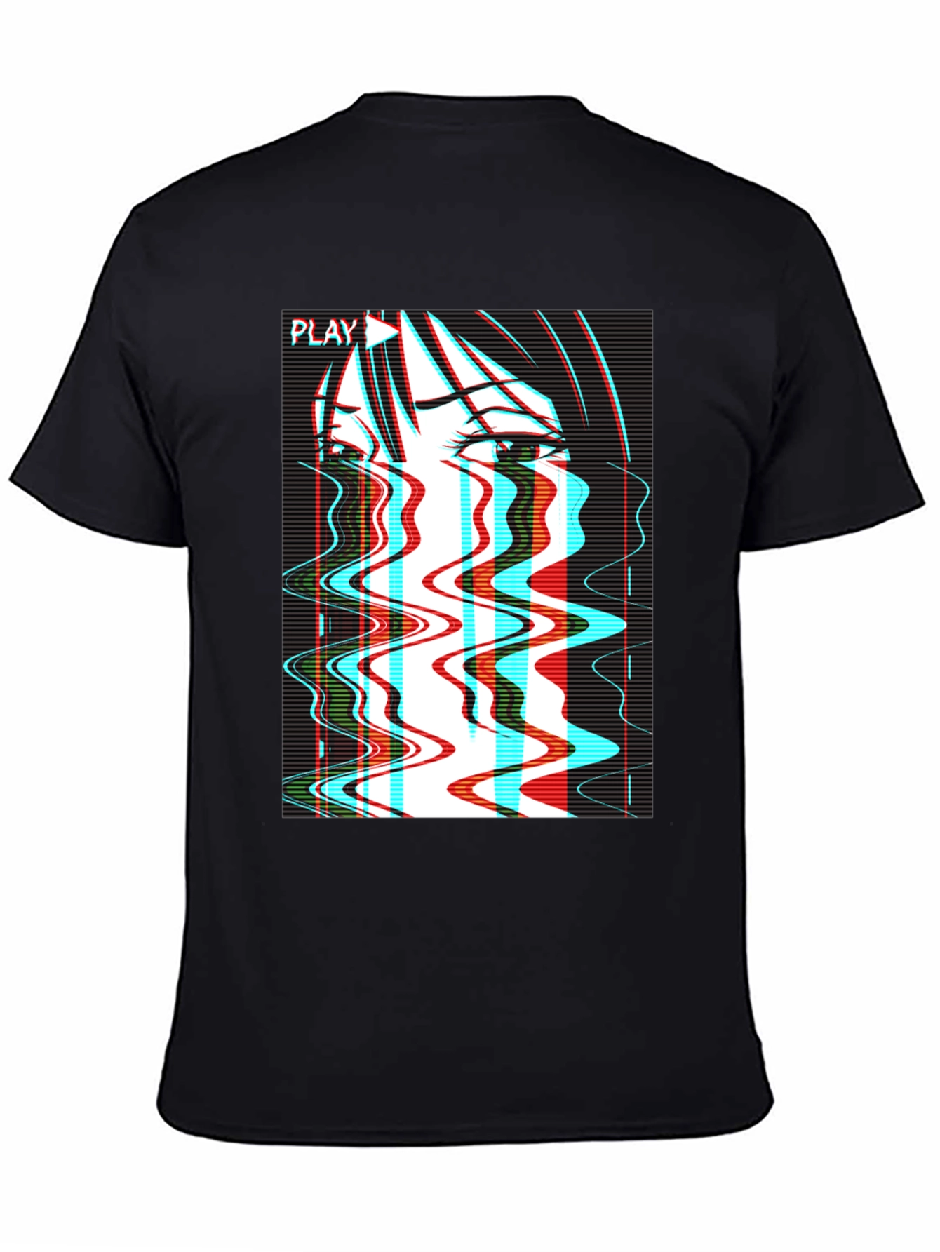 Black Glitch Anime T-Shirt - Vaporwave Aesthetic view 4
