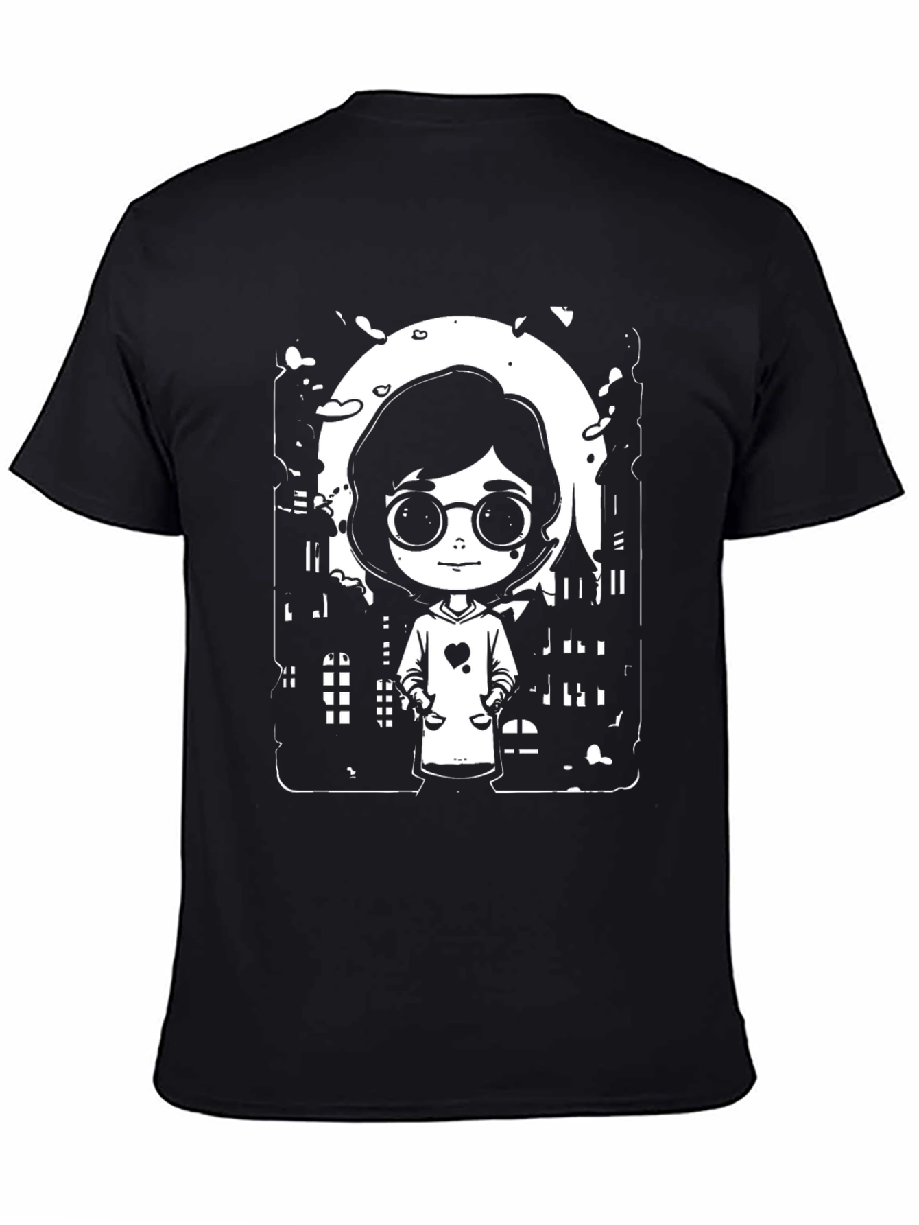 Black Cartoon Girl Halloween T-Shirt - Spooky Season Style view 4