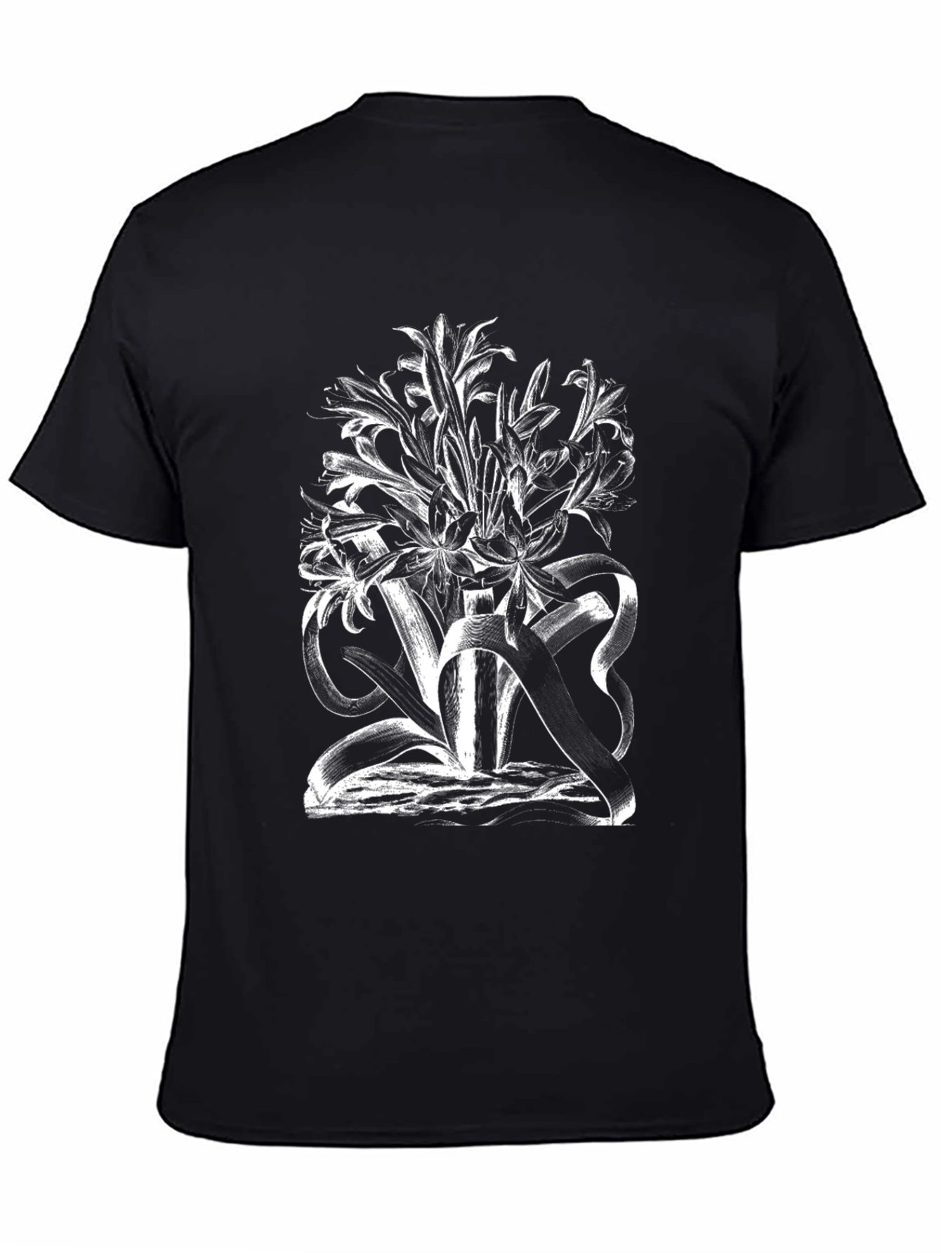 Black Botanical Print T-Shirt view 4