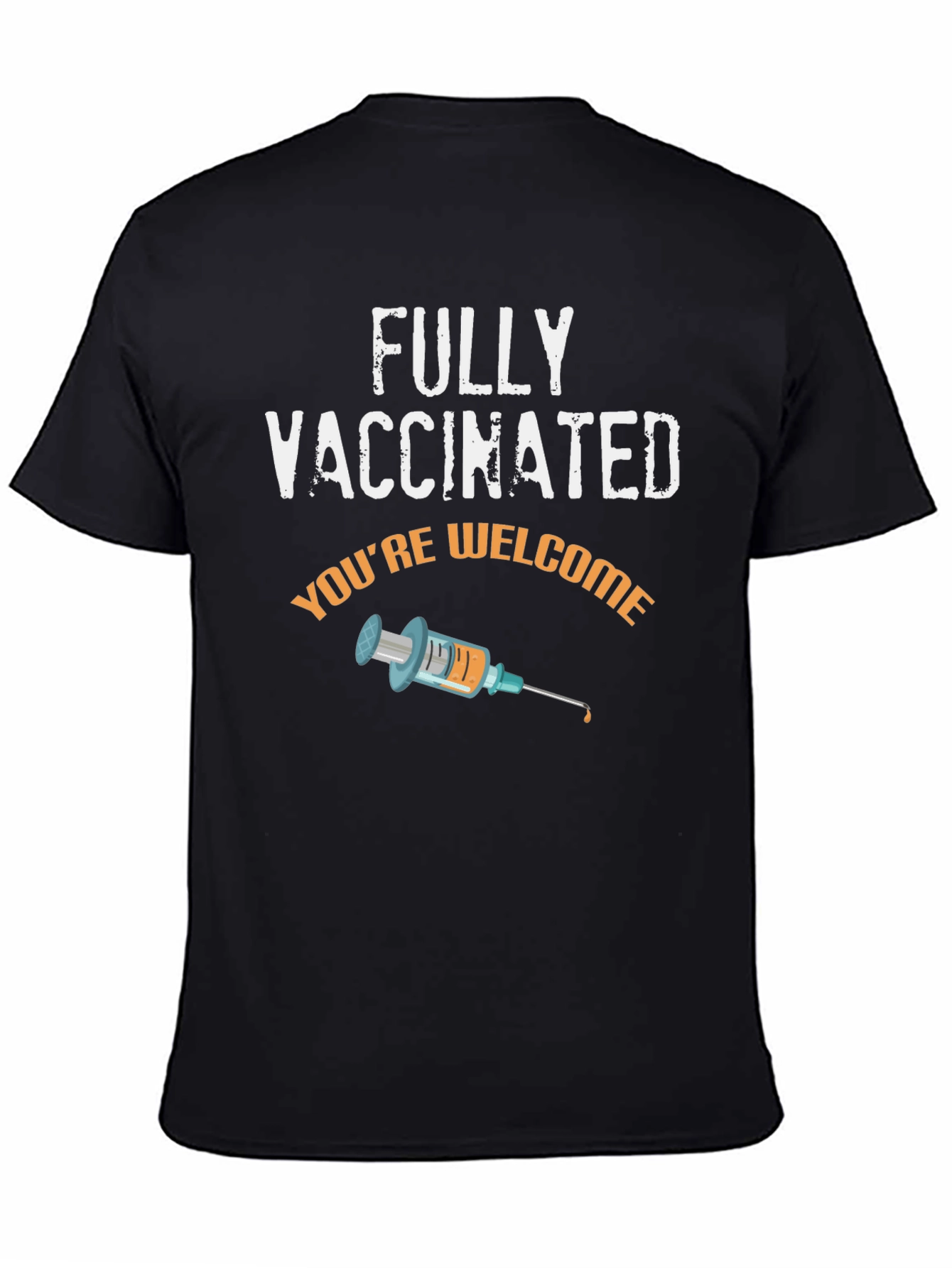 Black Fully Vaccinated Graphic Tee - Novelty Humor T-Shirt view 4