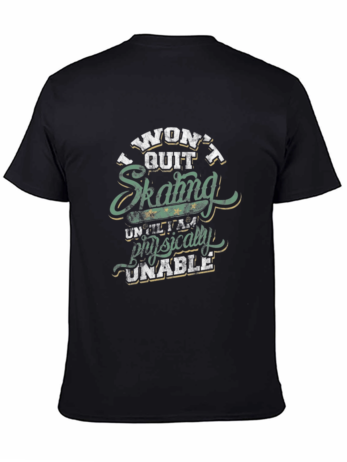 Black Skating Graphic T-Shirt: I Won't Quit view 4