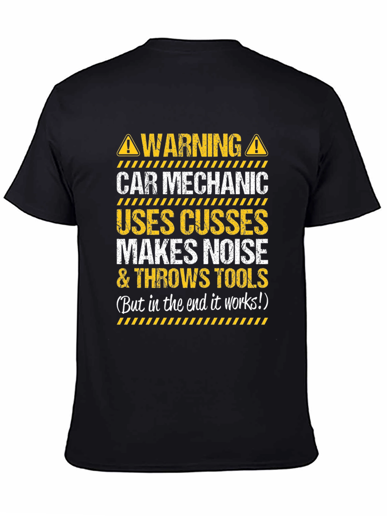 Black Warning Car Mechanic T-Shirt view 4
