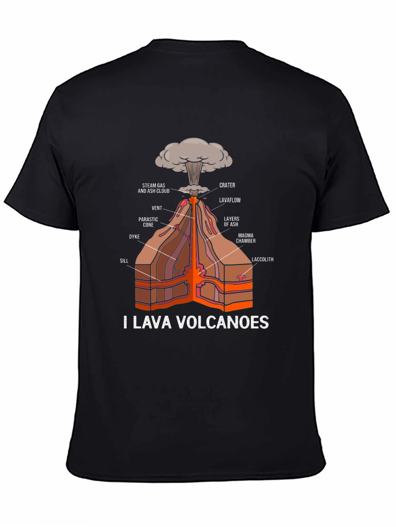 Black I Lava Volcanoes Black Graphic Tee view 4