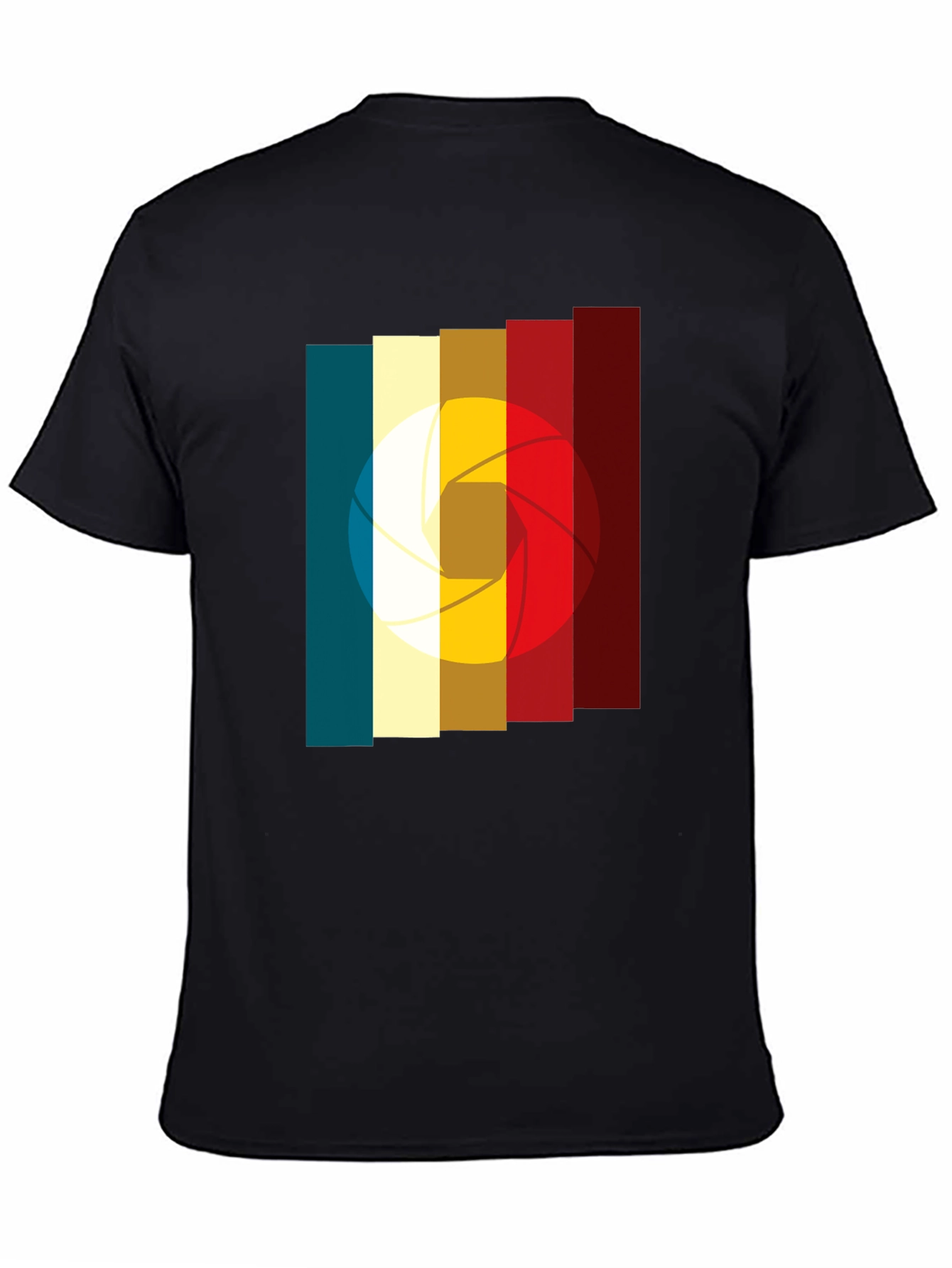 Black Retro Camera Aperture Graphic T-Shirt view 4