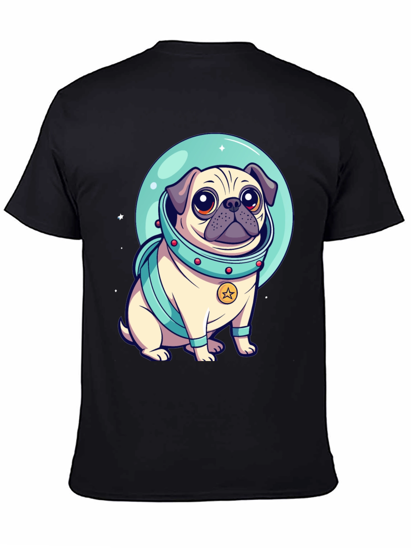 Black Astronaut Pug Graphic Tee - Space Dog Lover view 4