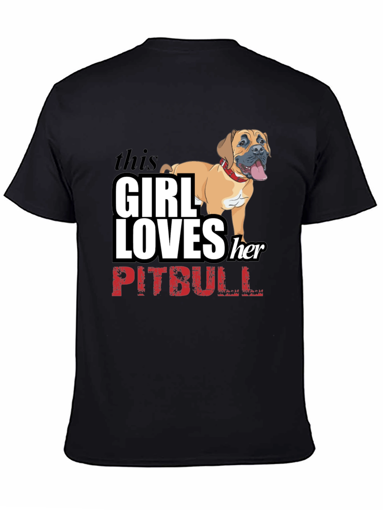 Black Girl Loves Her Pitbull Black T-Shirt view 4