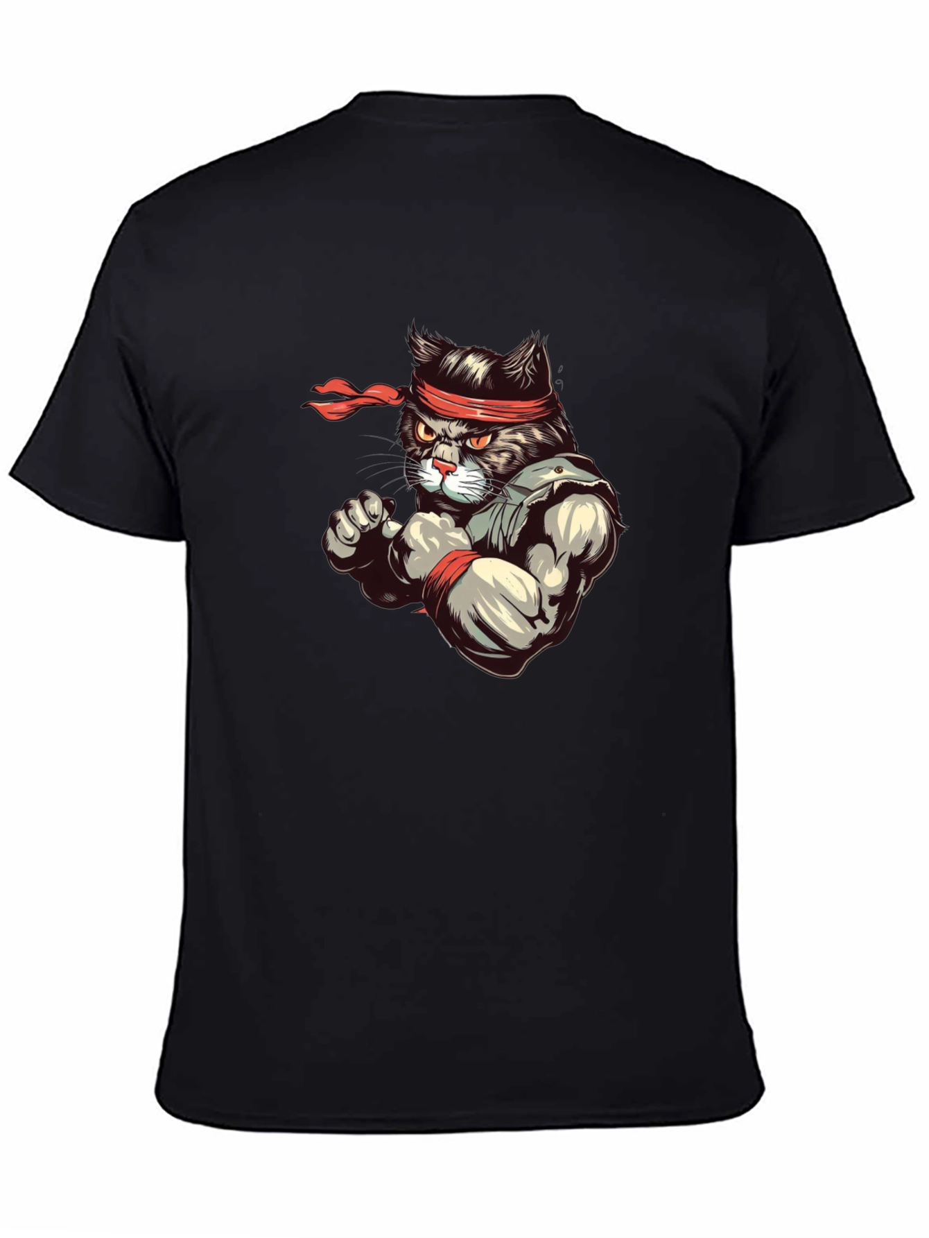 Black Martial Arts Cat T-Shirt - Ninja Cat Tee view 4