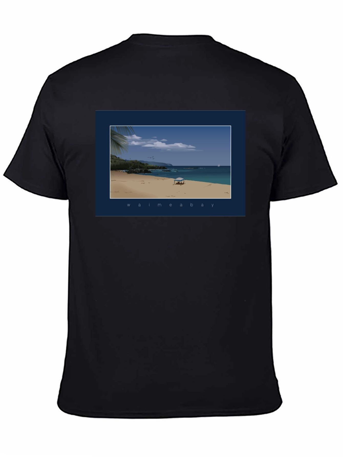 Black Waimea Bay Graphic T-Shirt - Beach Scene Print view 4