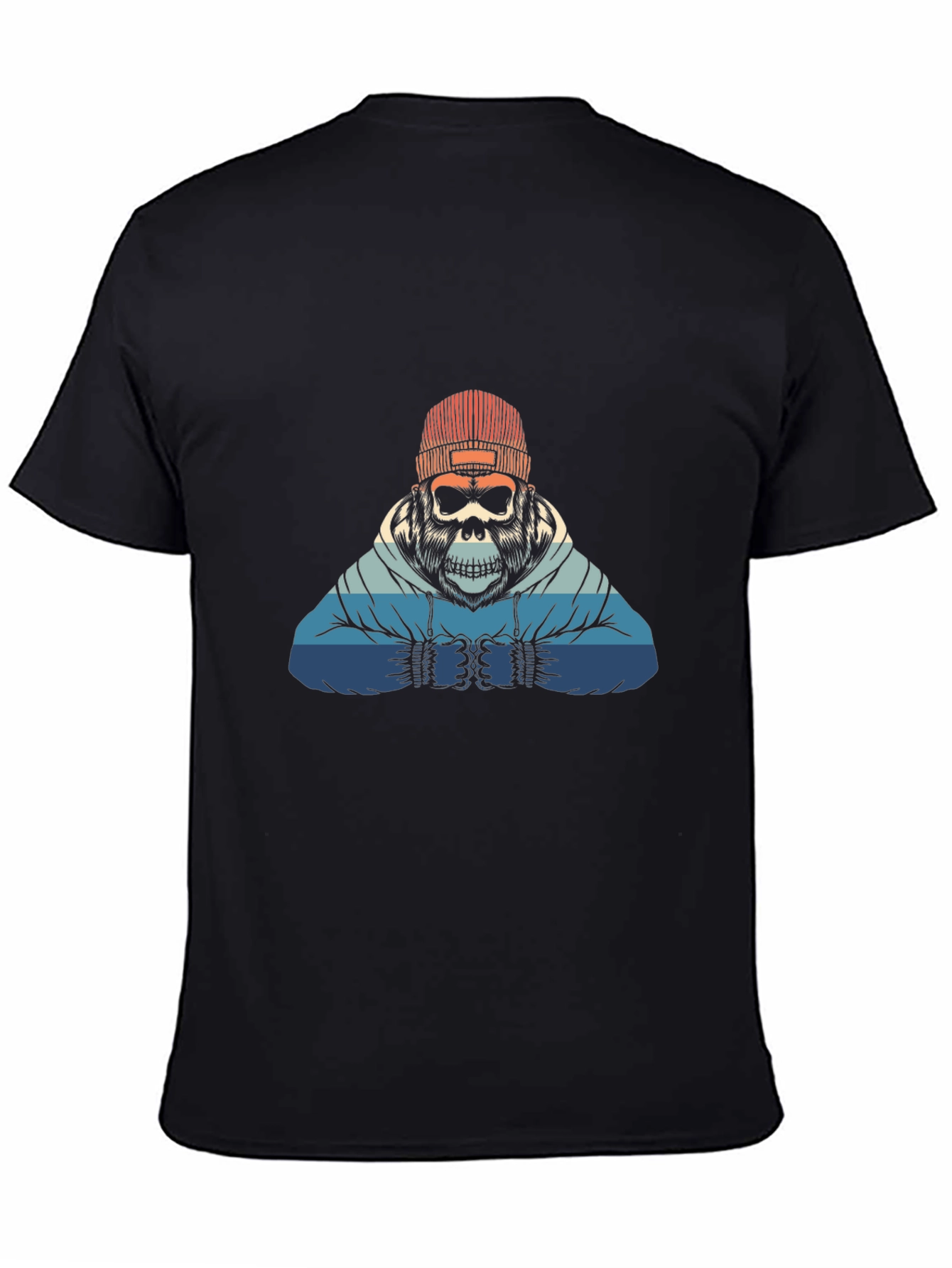 Black Retro Skull Gorilla Graphic Tee view 4