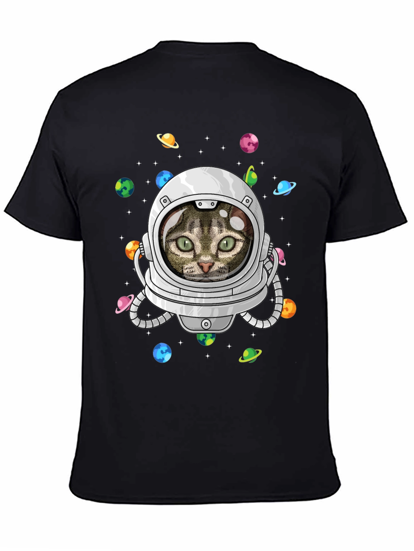 Black Astronaut Cat T-Shirt view 4