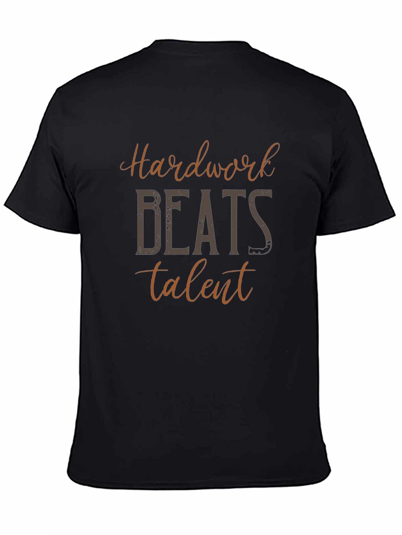 Black Hardwork Beats Talent Black Graphic Tee Shirt view 4