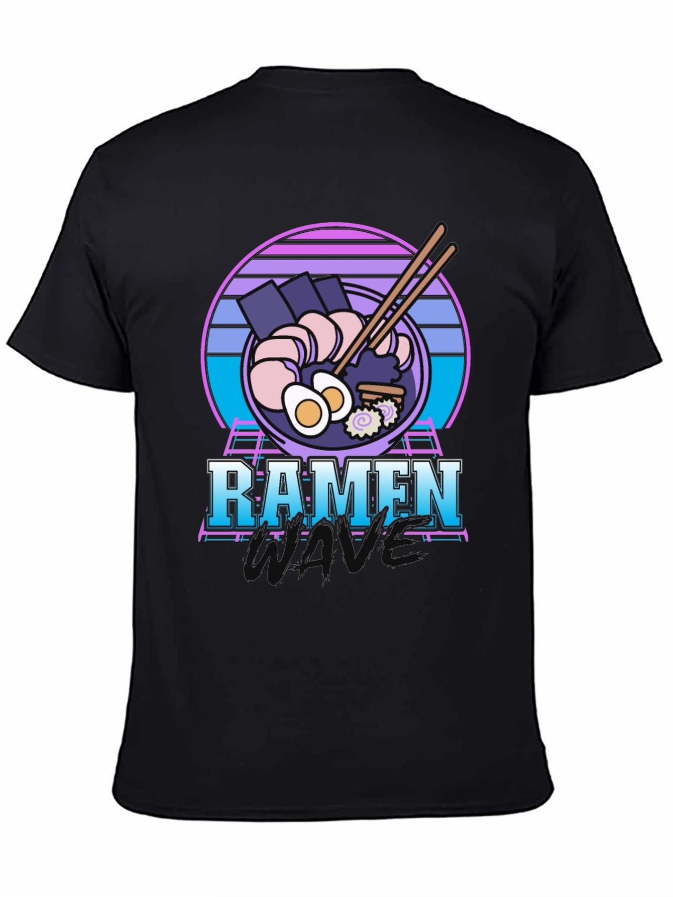 Black Retro Ramen T-Shirt - 80's Vaporwave Style Tee view 4