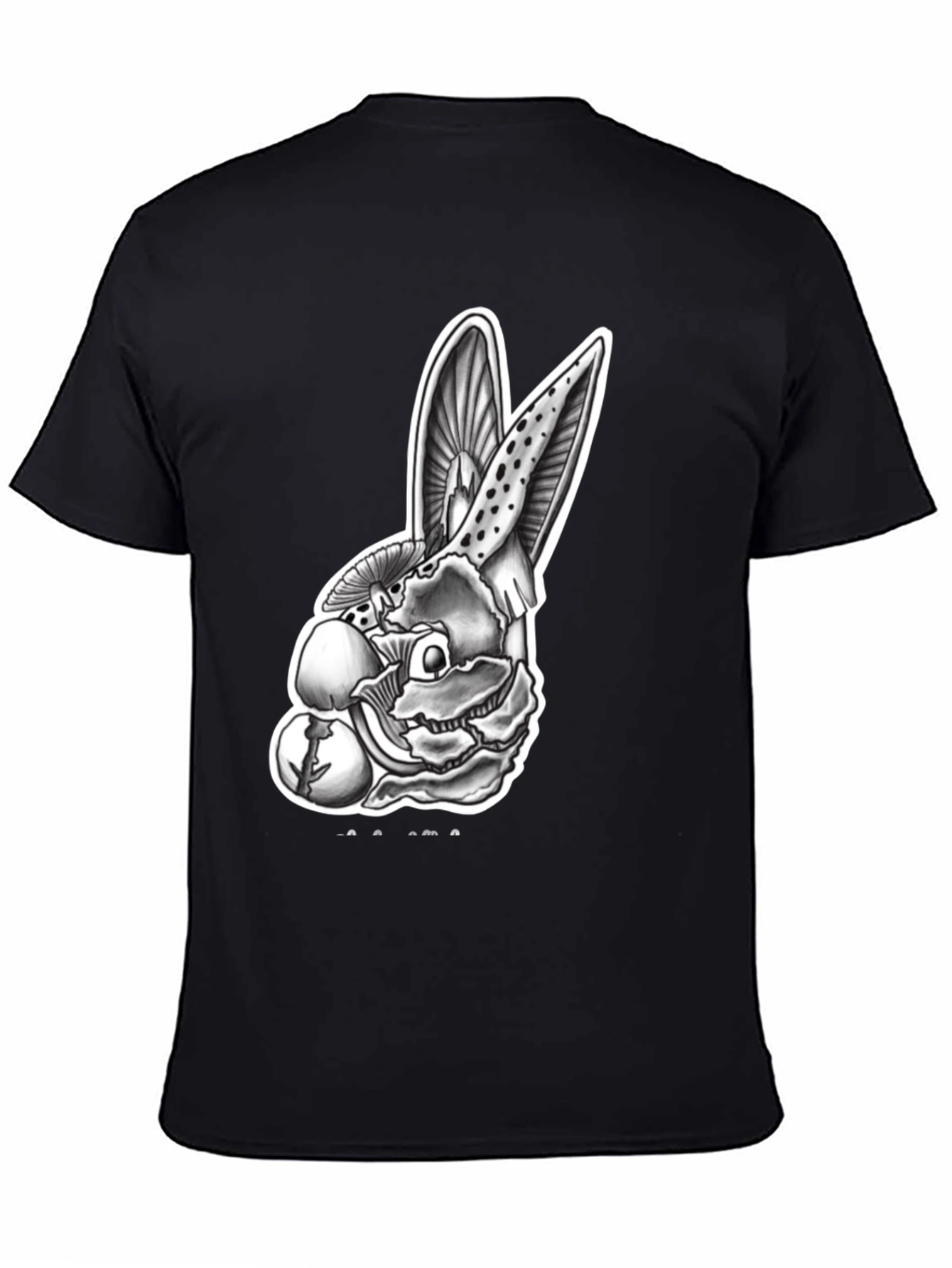Black Mushroom Rabbit Graphic Tee - Unique Design view 4