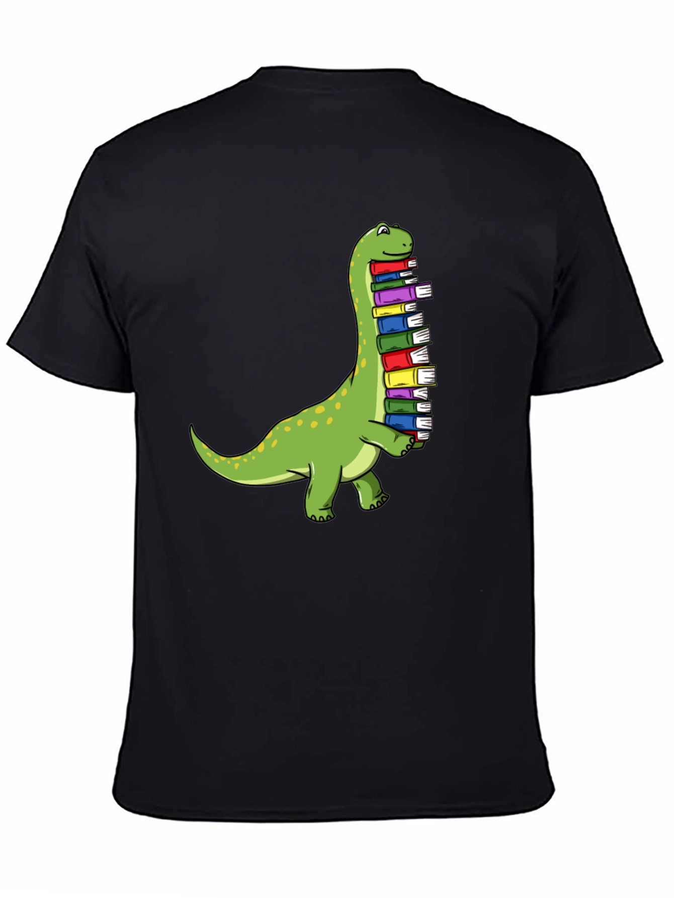 Black Dino Bookworm Tee - Cute Dinosaur Reading T-Shirt view 4