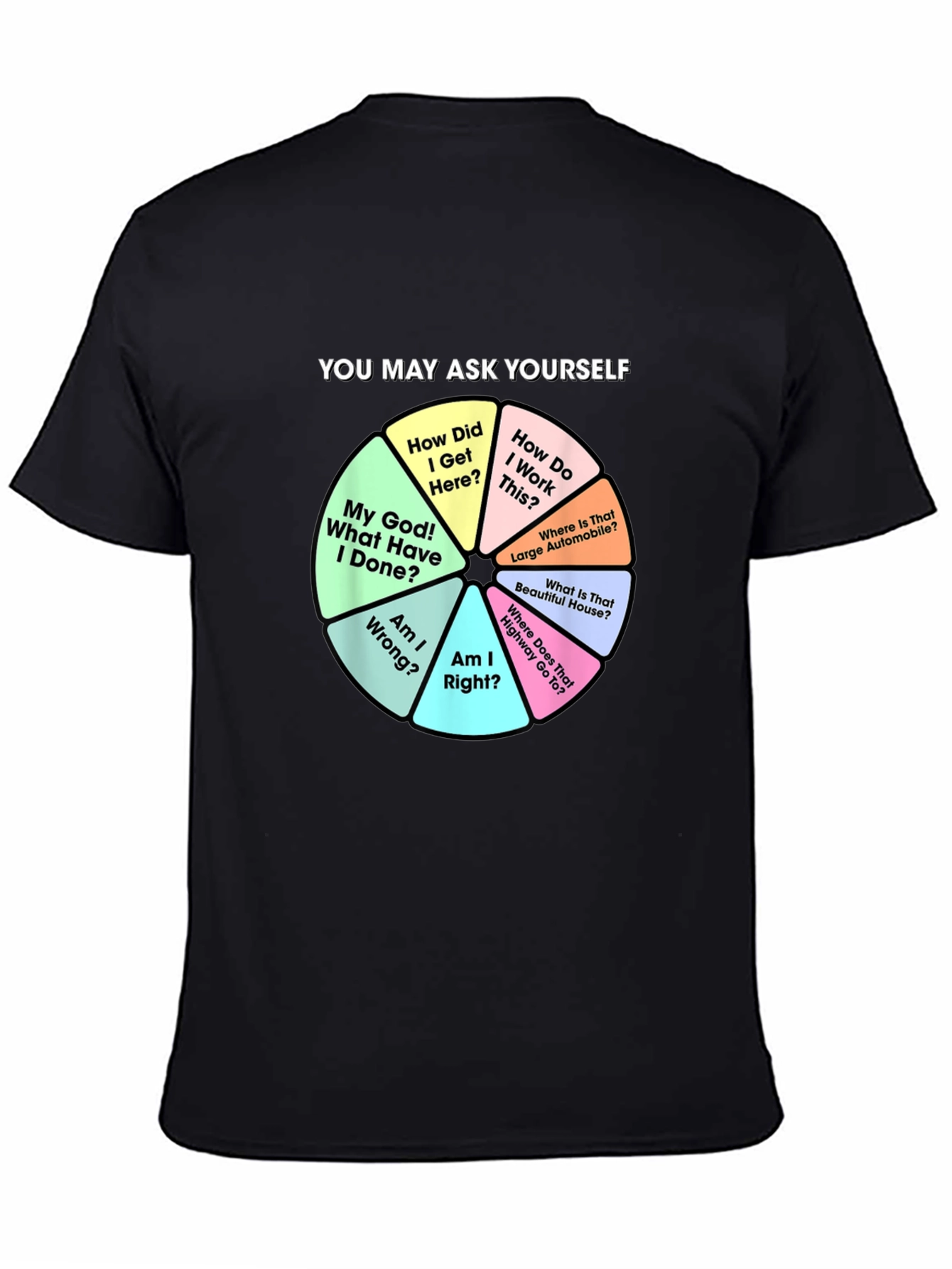 Black You May Ask Yourself Graphic T-Shirt view 4
