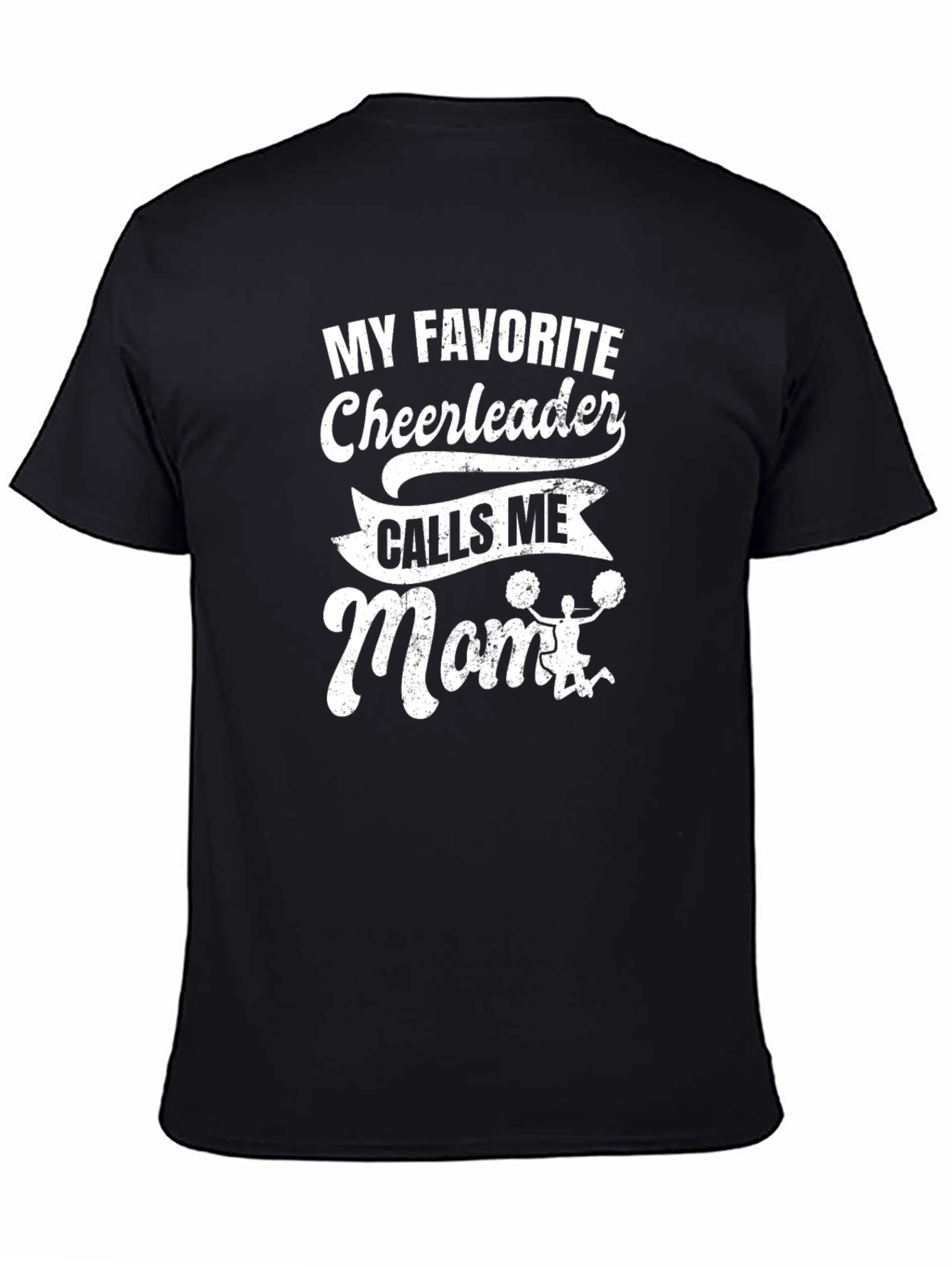 Black Cheerleader Mom T-Shirt - Black Cotton Tee view 4