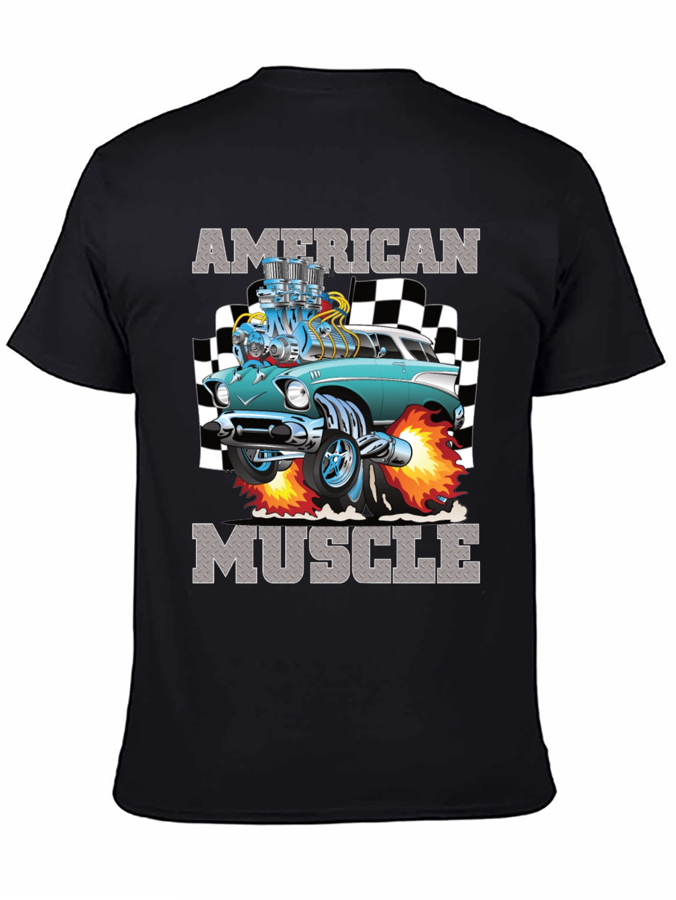 Black American Muscle Car Graphic T-Shirt view 4