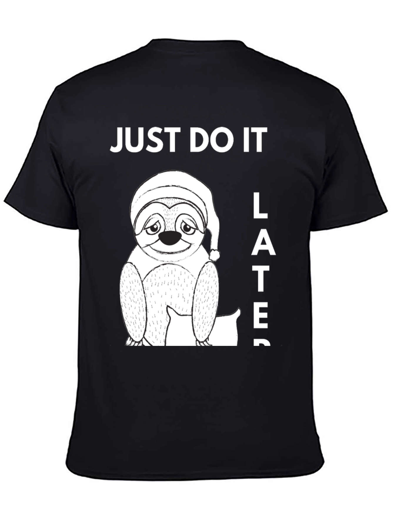 Black Just Do It Later Sloth Graphic Tee view 4