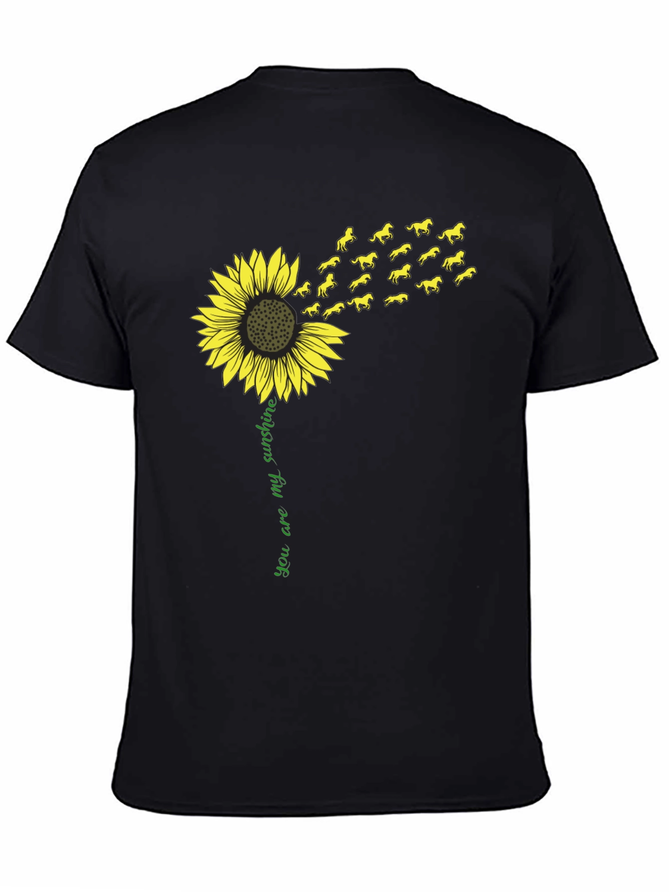 Black Sunflower Horse T-Shirt - You Are My Sunshine Tee view 4