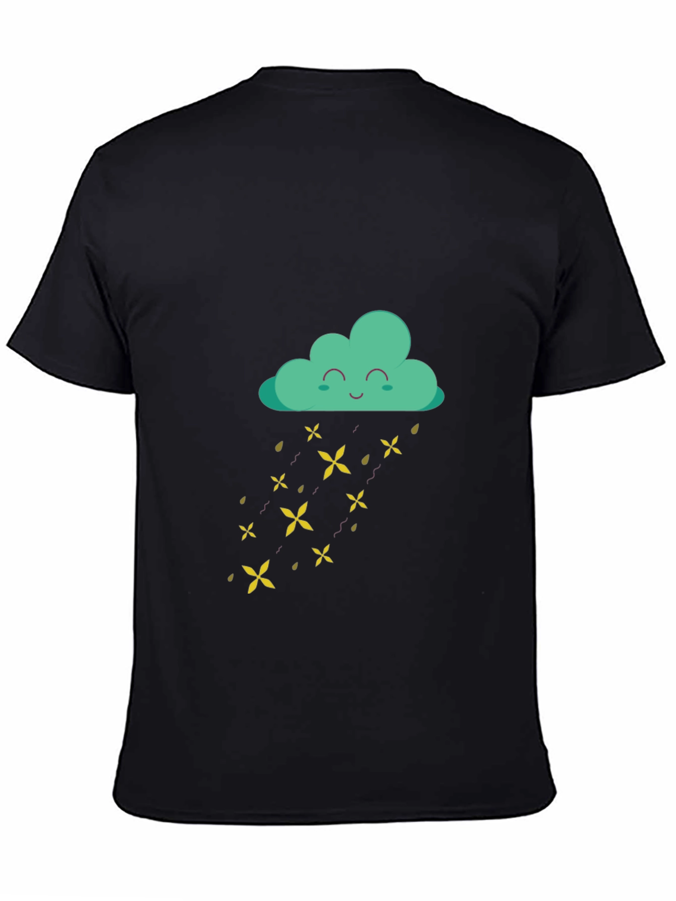Black Happy Cloud Rain T-Shirt - Fun Graphic Tee view 4