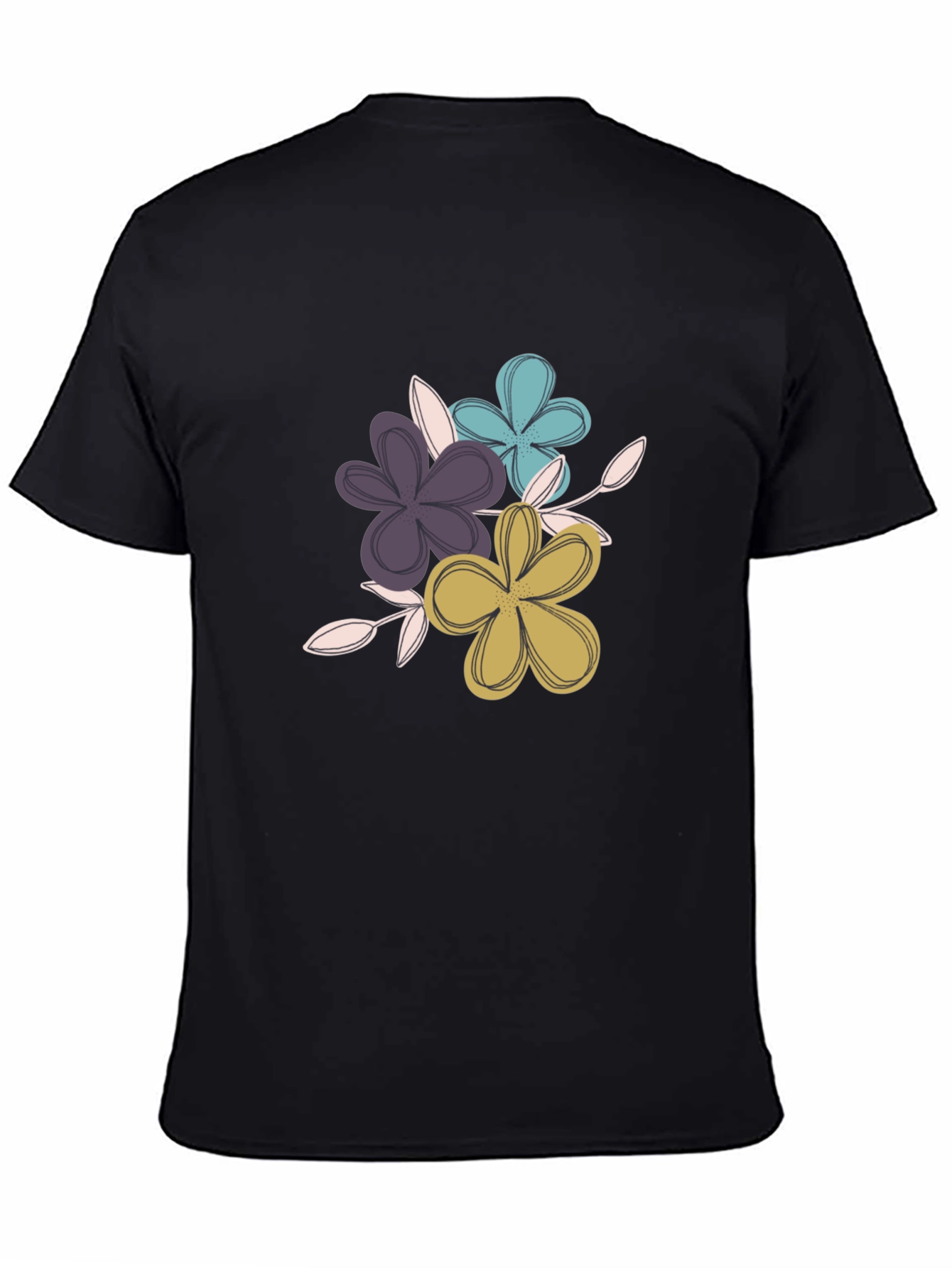 Black Floral Graphic Tee - Soft Cotton Blend view 4