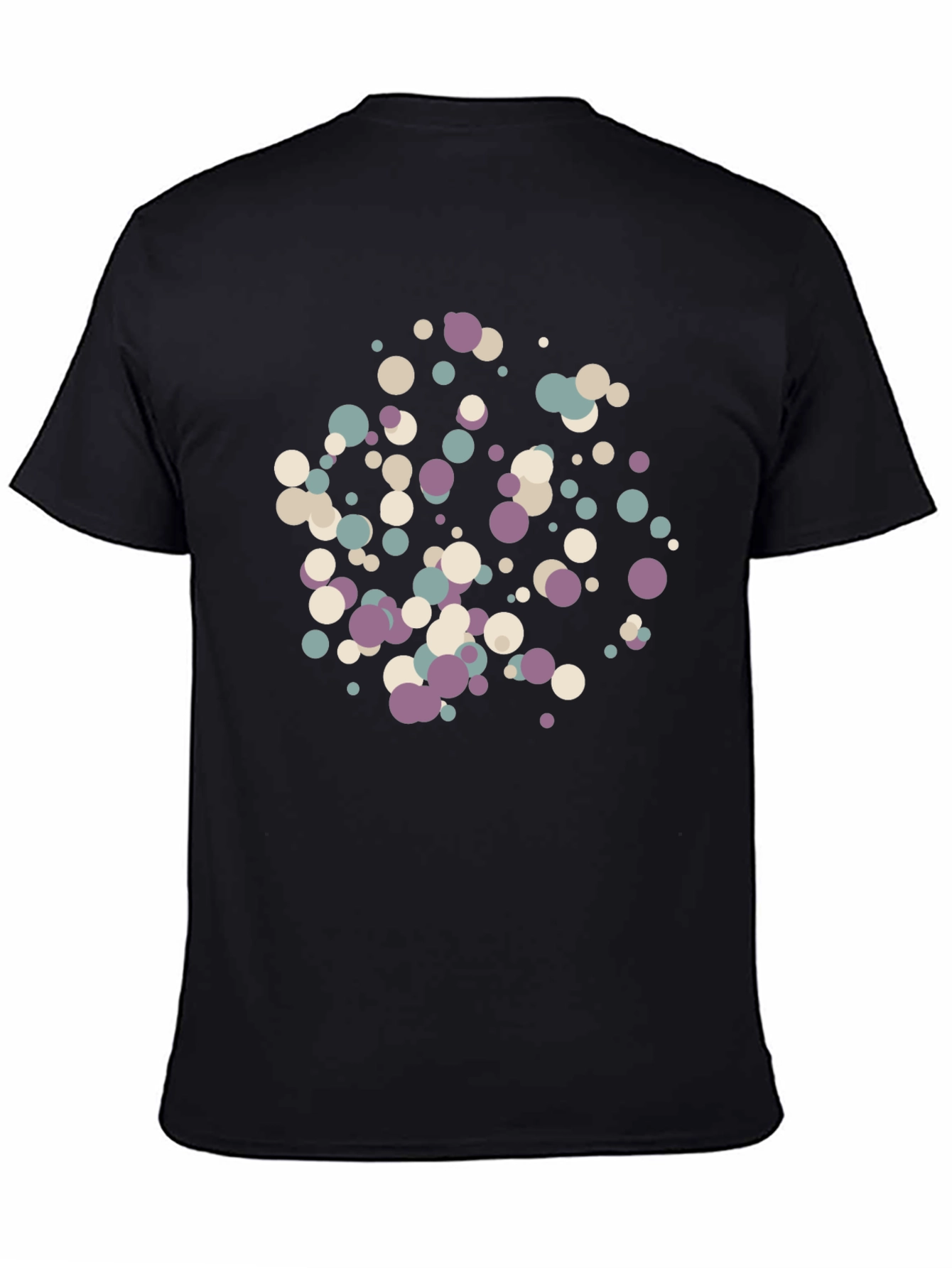 Black Modern Circle Pattern Black T-Shirt view 4