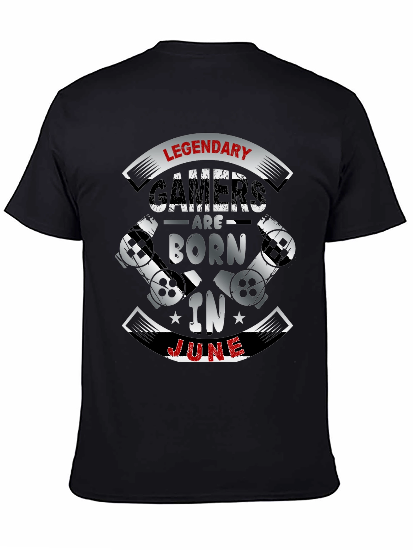 Black Legendary Gamers Born In June Black T-Shirt view 4