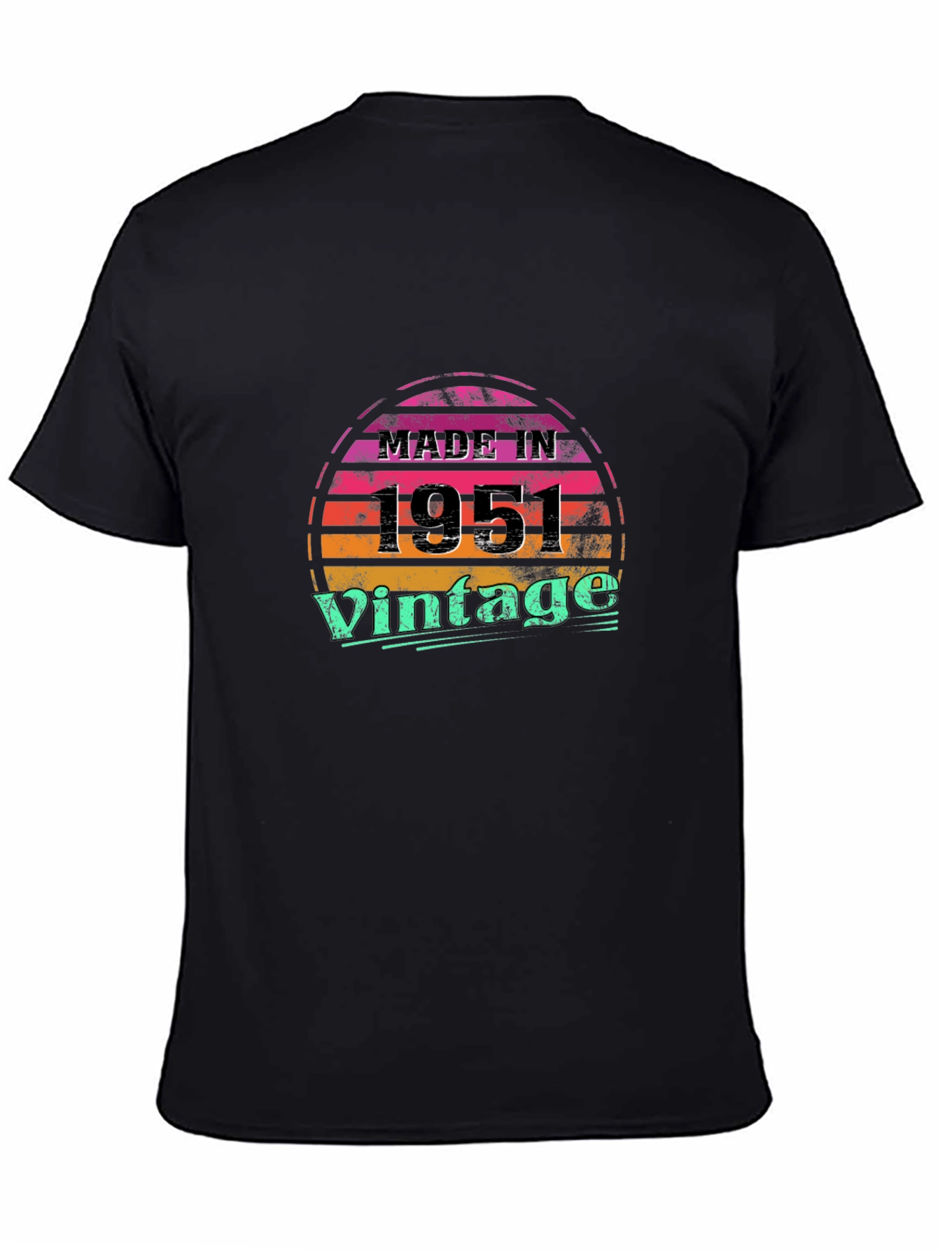 Black Made in 1951 Vintage T-Shirt - Birthday Gift view 4